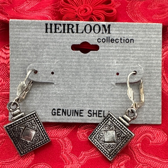 Silver Square Dangle Earrings - Picture 6 of 6